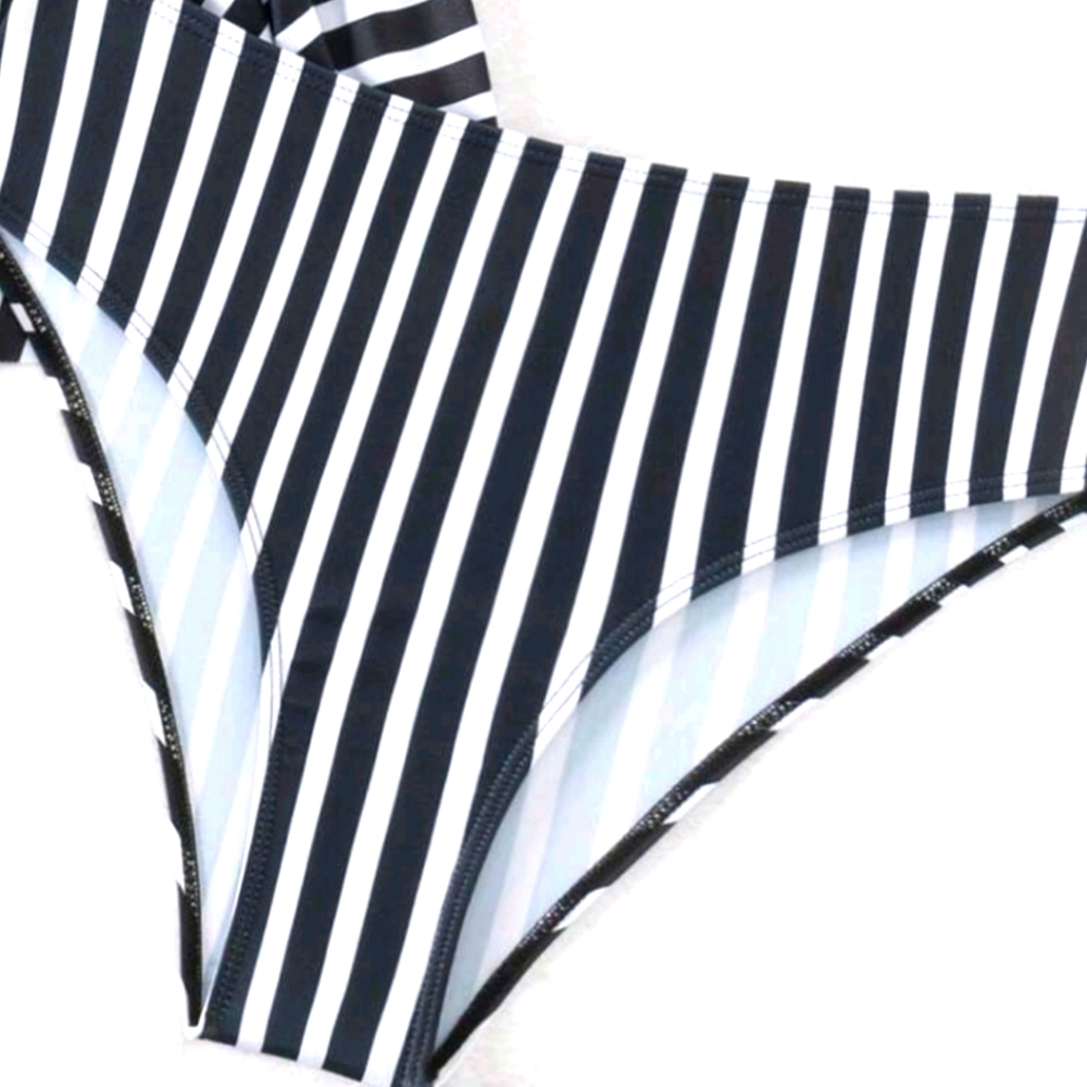Tankini Stripe Bathing Suit Swim Suit Black & White Travel Beach Wear Outdoor - Picture 4 of 5